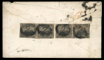 Stamp of Australia » Western Australia 1855 envelope from Perth to England franked on the reverse with two pairs of the 1854 Swan 1d black