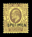 Stamp of Great Britain » King Edward VII » 1902-10 De La Rue Issues GB KEVII Small mint group incl. specimens (6)