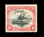 Stamp of Papua 1907 wmk vertical 1d showing vignette design partially doubled (especially at left) variety, mint