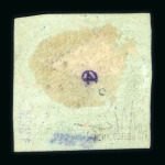 Stamp of Romania » 1858 Moldavian Bull's (21 July) Handstruck at Jassy on wove paper (81pa.) or laid paper (other values). 1858 Bull's Head 54 parale green on pale green horizontally laid paper, a used example with a clear and three small margins all around