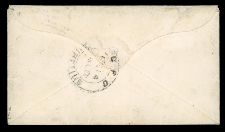 1859 Dardenne 1d dull vermilion pair used on internal cover from Port Louis to the 5th Fusiliers at Mahébourg