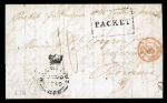 Stamp of Mauritius » Pre-Stamp & Stampless Postal History 1849 (Oct 20) entire from Mauritius to France with boxed "PACKET" hs and crowned GPO despatch ds