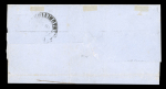 Stamp of Mauritius » 1859 Lapirot Issue 1859 Lapirot 2d blue on bluish, worn impression, position 7, used in combination with Britannia 6d blue on folded cover Port Louis to Batavia