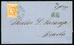 Stamp of Romania » King Carol 1871 - "With Beard" Imperforate 10 bani yellow orange on cover sent on 31/10/1871 from Calafat to Braila
