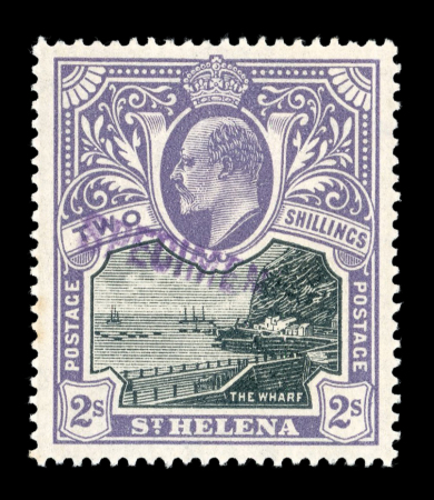 Stamp of St. Helena 1903 1/2d to 2s set of six with locally handstamped "SPECIMEN" overprint (Samuel type SH2)