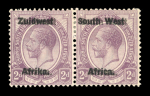 Stamp of South West Africa 1923-26 Setting III 2d dull purple mint pair with double overprint variety
