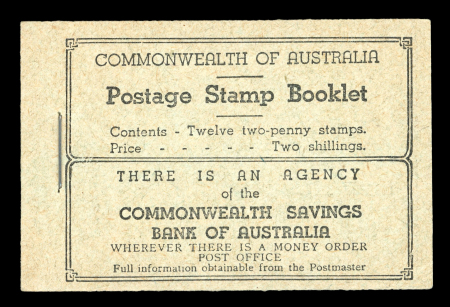 Stamp of Australia » Commonwealth of Australia Booklets: 1938 KGVI 2s booklet, black on green covers, complete and very fine