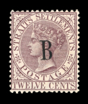 Stamp of British P.O. in Siam (Bangkok) 1882-85 wmk CA 12c brown-purple mint o.g., slightly