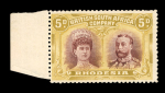 Stamp of Rhodesia 1910-13 Double Heads 5d purple-brown and ochre error of colour, mint left marginal