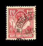Stamp of Northern Rhodesia 1938-52 1 1/2d carmine-red with "tick bird" flaw, neatly used