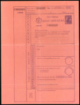 Stamp of Romania » Postal Stationery 1908 Romania stationery money order postcard/postal check of king Carol I 15 bani violet on pink paper, value from 5b to 10L