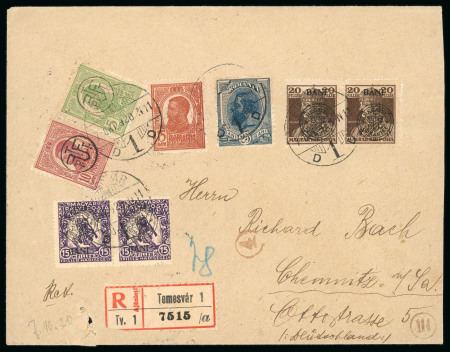 Stamp of Romania » Later Issues 1919/1920: Group of six  covers bearing Hungarian overprinted stamps