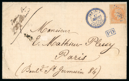 Stamp of Romania » French Levant Offices in Romania French Post Office in Ibraila 1867: France laureated 40 c. orange used on 1870 entire letter from Braila to Paris