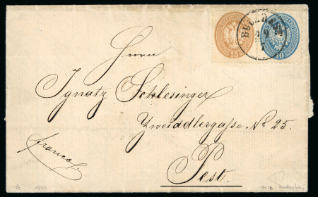 Stamp of Romania » Austrian Levant Post Offices Austrian Post Offices in Romania 1863/64: Arms 15 s. brown, perf. 14 and 10 s. blue, perf. 9½