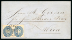 Stamp of Romania » Austrian Levant Post Offices Austrian Post Offices in Romania 1864: Arms 10 s. blue, perf. 9½, a fine horizontal pair used on cover to Vienna