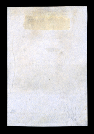 British Guiana: The Ferrary 1856 4c black on blue surface coloured paper with manuscript signature "EDW", on piece