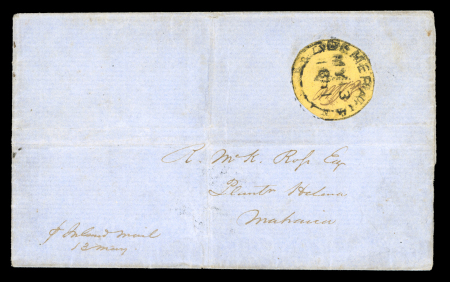 Stamp of British Guiana British Guiana One of four covers recorded bearing the 4c black on orange Cotton Reel as a single franking and unique with "EDW" initials