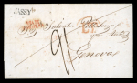 Stamp of Romania » Austrian Levant Post Offices 1839 (Oct 9/21): Entire letter from Galatz to Genova, Italy struck in transit with superb JASSY straight line handstamp