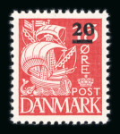 Stamp of Faroe Islands 1940-1941, surcharge on Denmark wavy line and ship