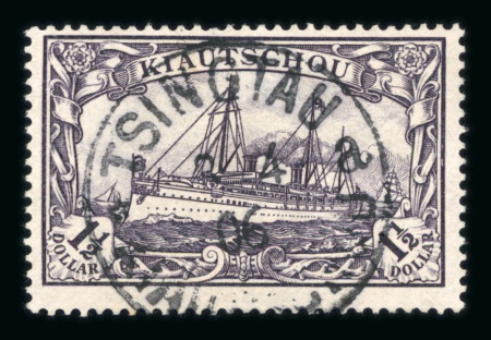 Stamp of Germany » German Colonies » Kiautschou Kiautschou 1905 $1 1/2 violet-black, attractively struck by circular Tsingtau Kiautschou 3.4 06 cds