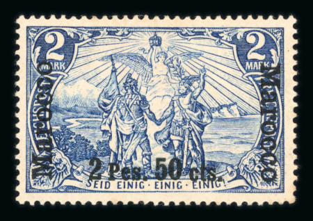 Stamp of Germany » German Foreign Offices » German Post in Morocco Morocco 1900 2p 50c on 2m dark blue, with overprint type II, mint