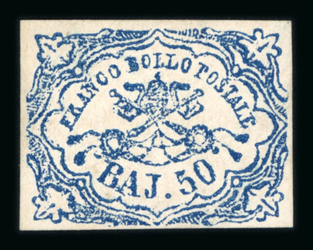 Stamp of Italian States » Papal States 1864, Papal States 50b. ultramarine dark blue delightful