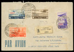 Stamp of Italy » Italian Colonies and Possessions » Tripolitania 1934 (May 15) pair of airmail envelopes sent registered to Genova with the Oasis Round-Flight set of 7