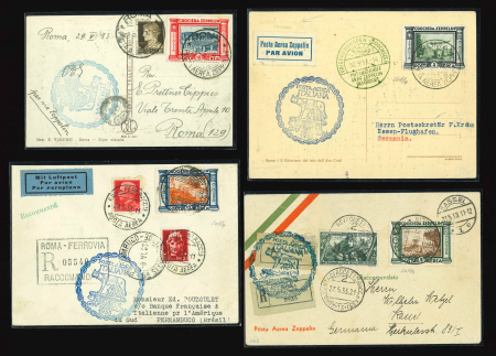 Stamp of Aerophilately » Zeppelins 1933 (May 29) Picture postcard sent by Graf Zeppelin registered to Argentina with Zeppelin 15l