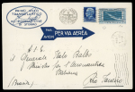 Stamp of Italy » Regno d'Italia » Posta Aerea 1930 (Dec 15) First Transatlantic Flight printed envelope sent from Rome to Brazil with 7l60 Transatlantic issue