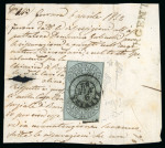 Stamp of Italian States » Papal States 1852 1/2 baj vertical tête-bêche pair (pos. 13 & 18) on piece tied by Ferrara 9 MAR 52 cds
