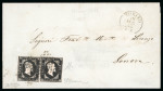 Stamp of Italian States » Sardinia 1853 (Jul 18) circular sent from Turin to Genoa franked with a pair of 1851 5 centesimi intense black