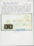 Stamp of Italian States » Sardinia 1853 (Jul 18) circular sent from Turin to Genoa franked with a pair of 1851 5 centesimi intense black