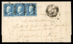 Stamp of Italian States » Sicily 1859, Sicily 2gr. blue plate II strip of 3 very fine
