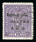 Stamp of Italy » Italian Occupations WWI » Venezia-Giulia 1918, Austrian 10kr stamp, dark violet, silk threadless paper, with hand-printed overprint "Regno d'Italia Venezia Giulia 3. XI. 18.", used