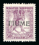 Stamp of Italy » Italy Fiume 1918-19, 50 filler lilac, Hungarian stamp hand-overprinted "Fiume" type IV, unissued, mint 