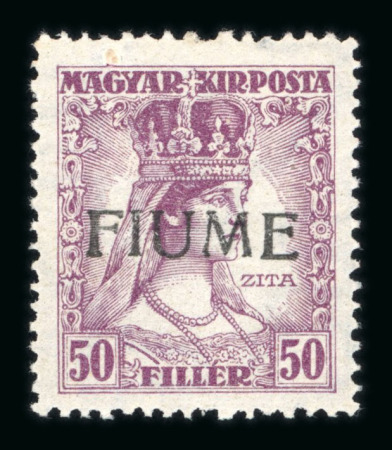 Stamp of Italy » Italy Fiume 1918-19, 50 filler lilac, Hungarian stamp hand-overprinted "Fiume" type IV, unissued, mint 