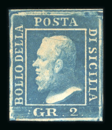 Stamp of Italian States » Sicily 1859, 2 grana cobalt, plate I, position 6, mint