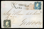 Stamp of Italian States » Sicily 1859, Sicily 2gr. blue plate I + 20gr. slate grey tied
