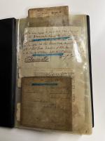 Stamp of Ireland » Revenues & Fiscals » Embossed Stamp Duty 1799-1944 Old-time attractive mixed accumulation in two albums and one black folder, showing 16 documents and 77 fragments, mostly from the QV and Ed.VII periods, with value from 1d to £1, an unusual group (93 items)
