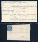 Stamp of France » Ballons Montés 1870, Pli confié "Le Garibaldi" : lettre autographe de Jannin sur papie