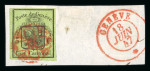 Stamp of Switzerland / Schweiz » Kantonalmarken » Genf 1847, grosser Adler gelbgrün auf kleinem Briefstück,