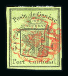 Stamp of Switzerland / Schweiz » Kantonalmarken » Genf 1846, grosser Adler gelbgrün