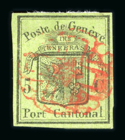 Stamp of Switzerland / Schweiz » Kantonalmarken » Genf 1846, grosser Adler gelbgrün