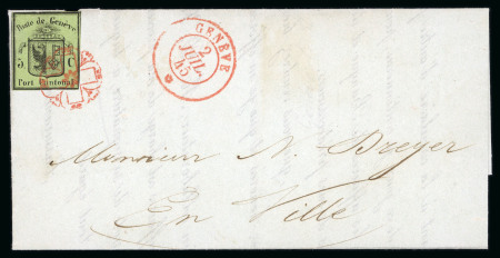 Stamp of Switzerland / Schweiz » Kantonalmarken » Genf 1845, kleiner Adler auf Ortsbrief von Genf