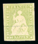 Stamp of Switzerland / Schweiz » Sitzende Helvetia Ungezähnt » Münchner Druck, 3. Auflage 1854, 40 Rp. grün, 3. Münchner Druckperiode