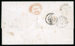 Stamp of Switzerland / Schweiz » Sitzende Helvetia Ungezähnt » 1856-57 Berner Druck (III) 1858, 20 Rp. orange, 3. Berner Druckperiode, 3 Einzelmarken, zusammen mit 15 Rp. rot, 3. Berner Druckperiode