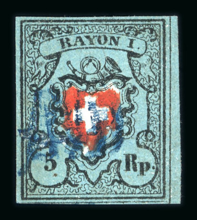 Stamp of Switzerland / Schweiz » Rayonmarken » Rayon I, dunkelblau ohne Kreuzeinfassung 1850, Rayon I dunkelblau ohne Kreuzeinfassung