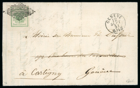 Stamp of Switzerland / Schweiz » Kantonalmarken » Genf 1851, Genfer Ganzsachenumschlag auf Stadtbrief von Genf