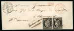 Stamp of Switzerland / Schweiz » Vorphilatelie Schweiz Verwendung französischer Marken im Kanton Jura: 1849, Cérès 20Cts schwarz im waagerechten Paar auf Brief von Porrentruy (Kanton Jura) nach Chaumont