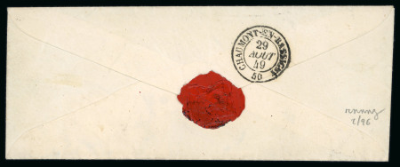 Schweiz Verwendung französischer Marken im Kanton Jura: 1849, Cérès 20Cts schwarz im waagerechten Paar auf Brief von Porrentruy (Kanton Jura) nach Chaumont
